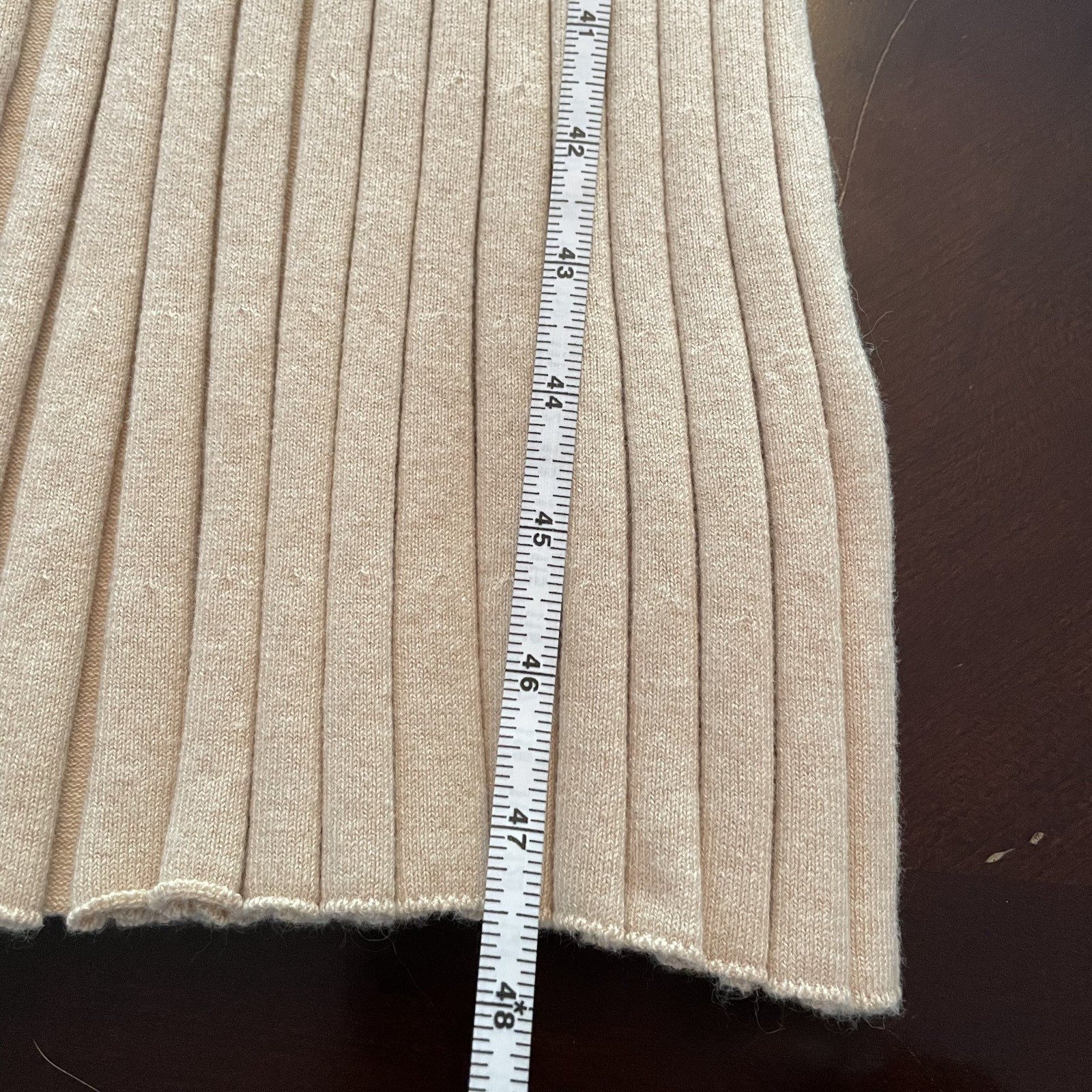 NWT Quince Cotton Cashmere Ribbed Long Sleeve Crew Midi Dress Heather Oatmeal XS