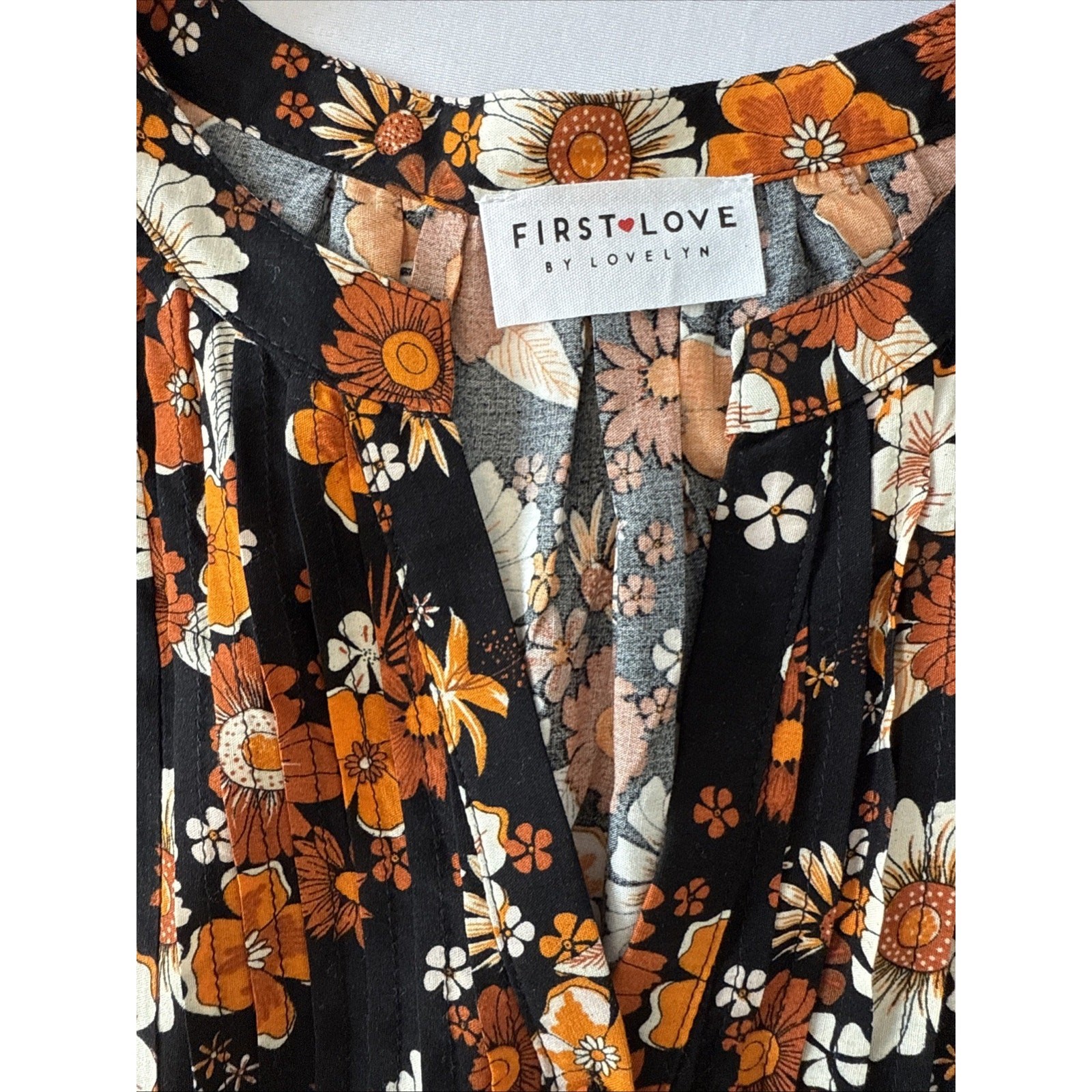 First Love By Lovelyn Floral Pintuck Rayon Tunic Dress Womens 2X Whimsigoth Boho