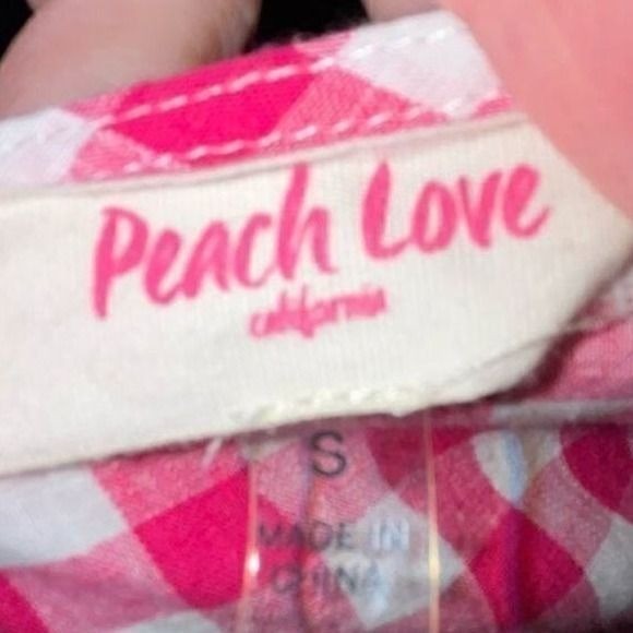 Peach Love California Pink Gingham Ruffle Cold Shoulder Mini Dress Small