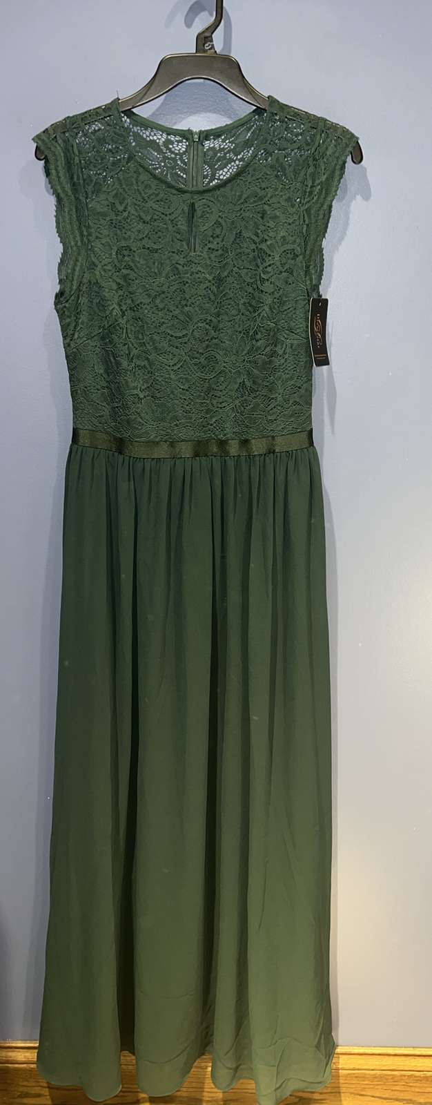 Medium Tall Dark Green Long formal dress, Lace top, chiffon skirt NWT Dressystar