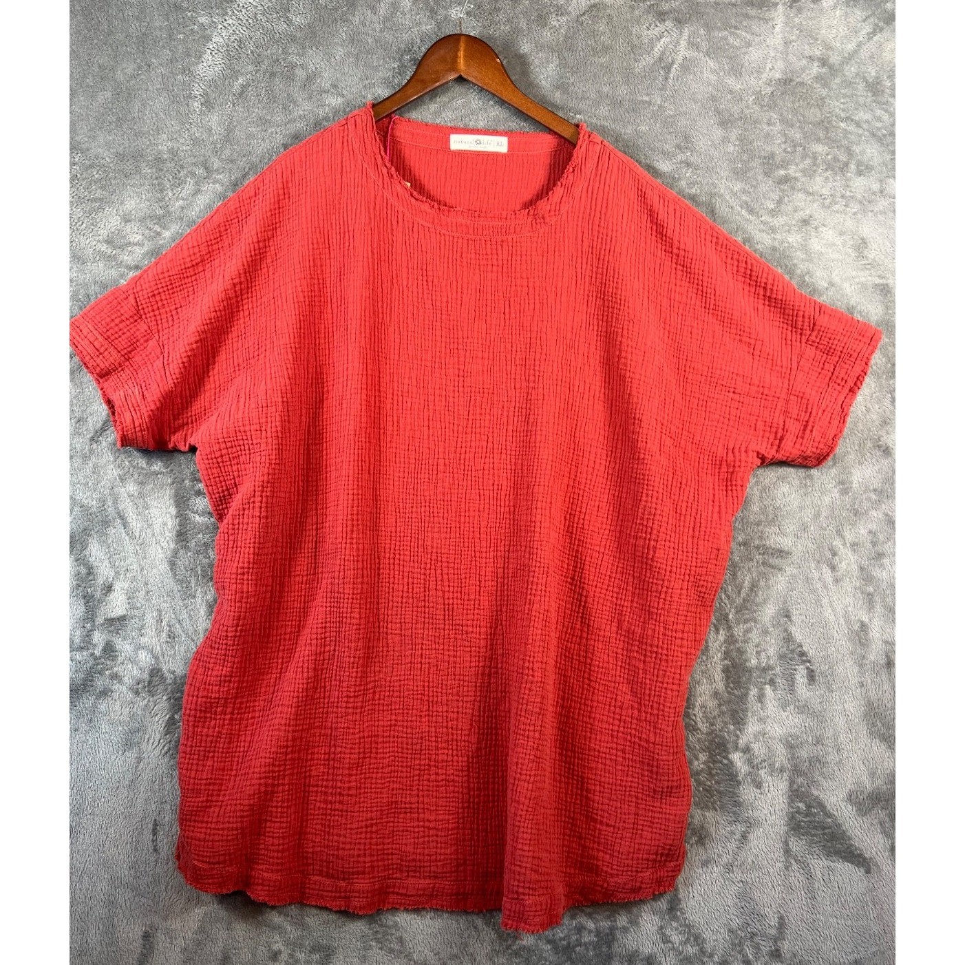 Natural Life Dress Womens XL Orange Cotton Gauze Tunic Boho Comfort Oversized
