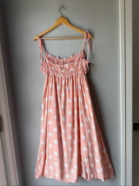 Petal & Pup Pink Polka Dot Margaret Midi Dress Size 10