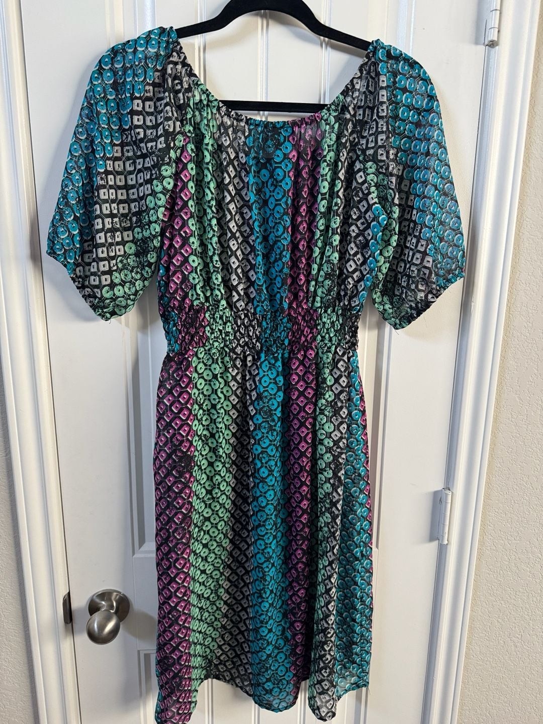 Y2K Mossimo Geometric Print mini dress swim cover artsy dopamine