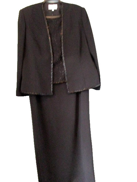 KAREN MILLER OF NEW YORK EVENING MAXI DRESS WITH MATCHING JACKET SIZE 14P