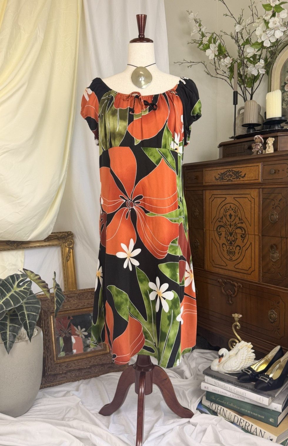 Pumehana Hawaiian Muumuu Maxi Tropical Tent Dress Vacation 2XL Made in Hawaii