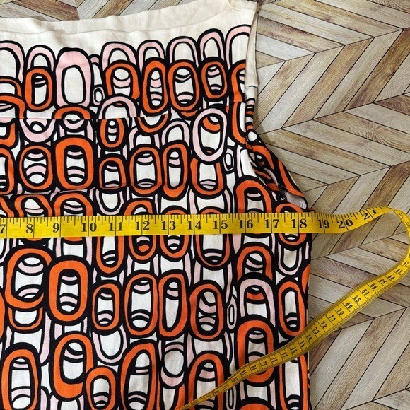 DVF Mini Shift Dress Mod Retro 14 Ivory Orange Geometric Silk Jersey 60s Style