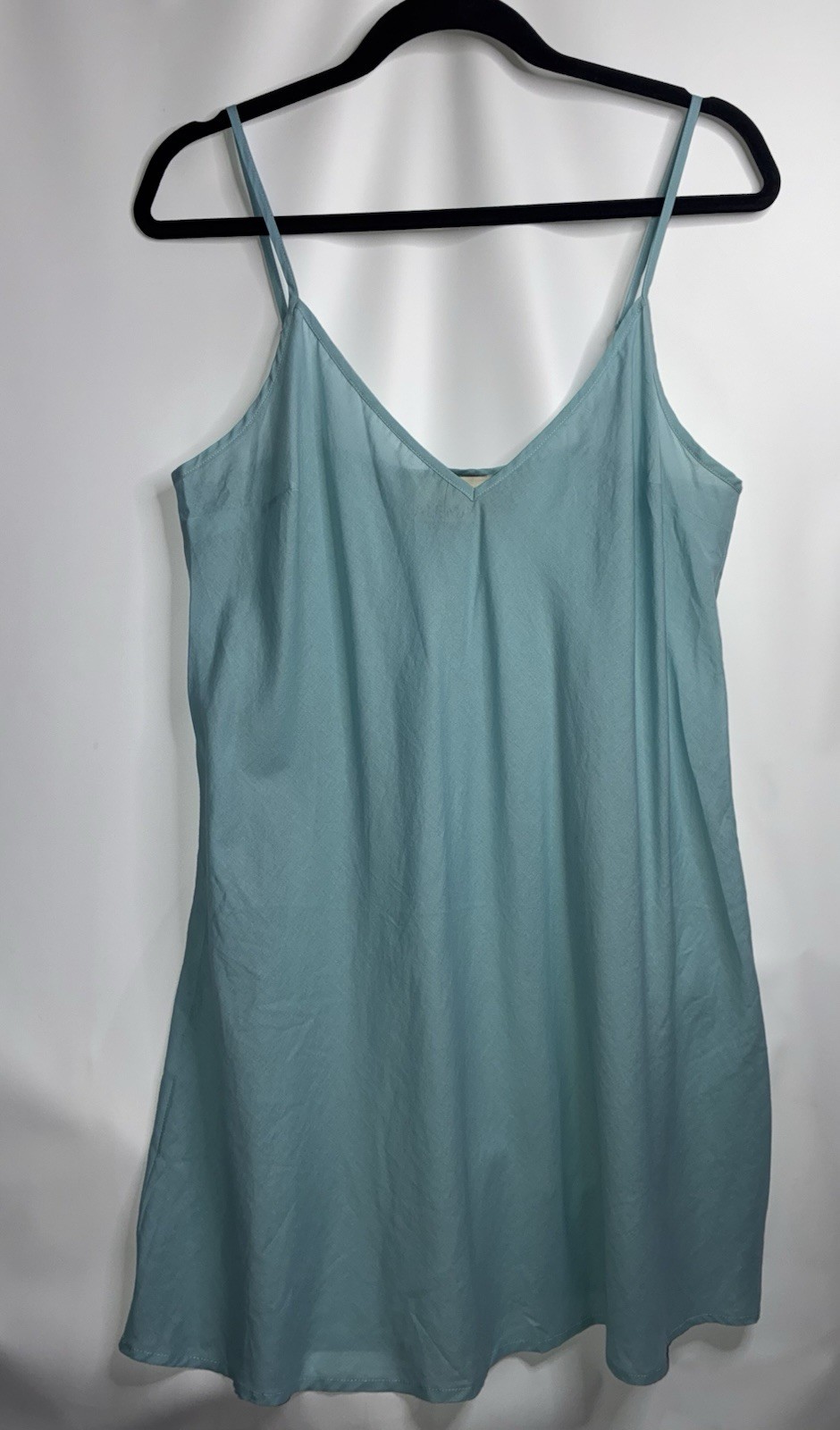 ALÉMAIS Slip Dress Size 8 Light Blue Sheer V-neck Thin Straps Summer Lightweight
