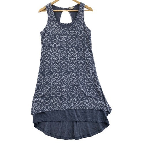 Mod-o-doc Dress Womens Medium Gray Polyester Cotton Blend Aztec Print Layered
