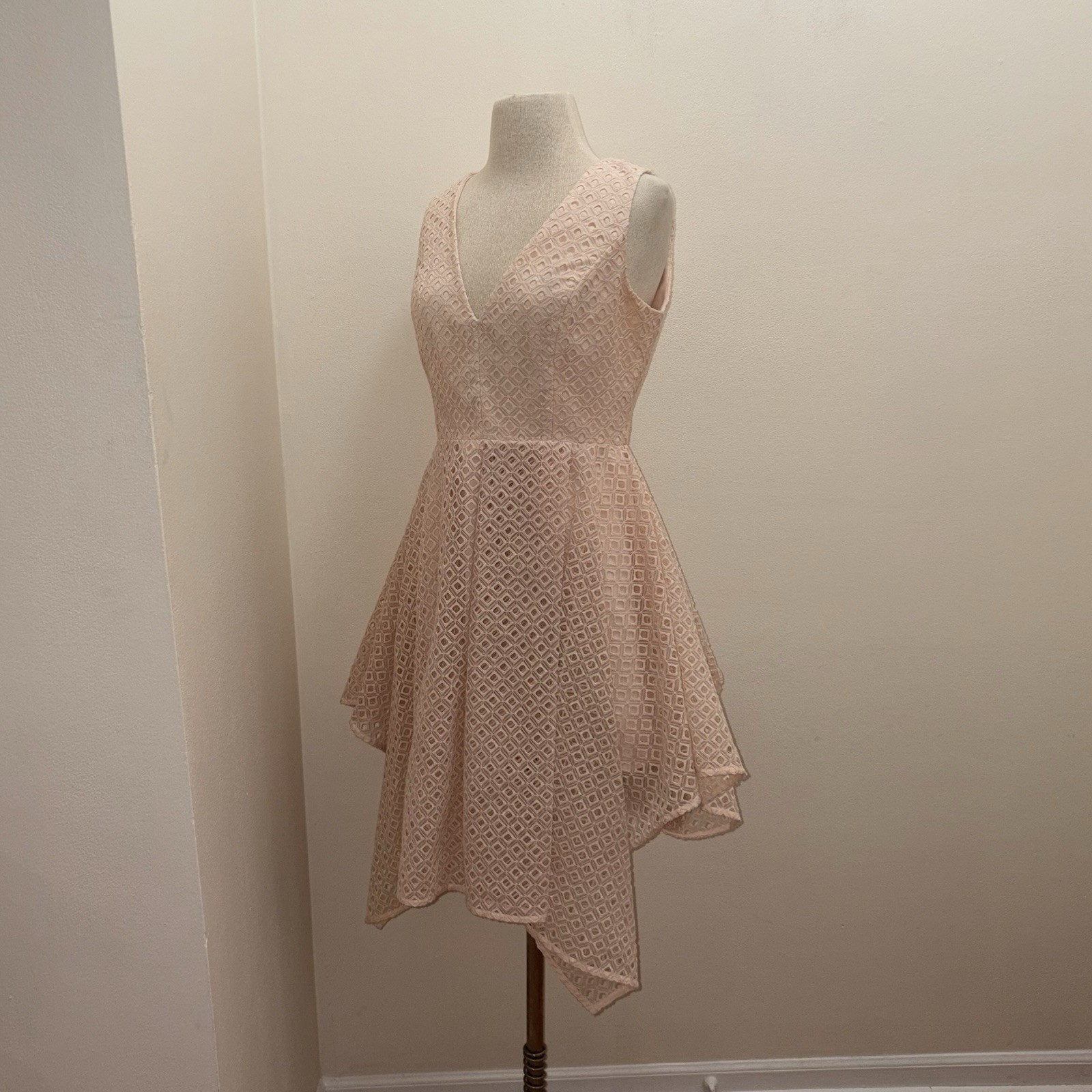 Keepsake The Label $275 Last Dance Eyelet In Soft Peach A Line Dress Size Large
