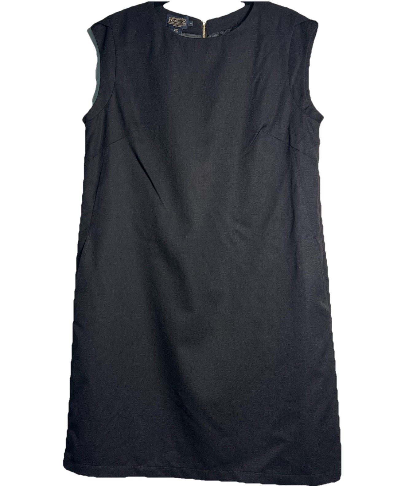 Pendleton Sz 14 Black Sleeveless Sheath Dress Lined NWT Slash Pockets