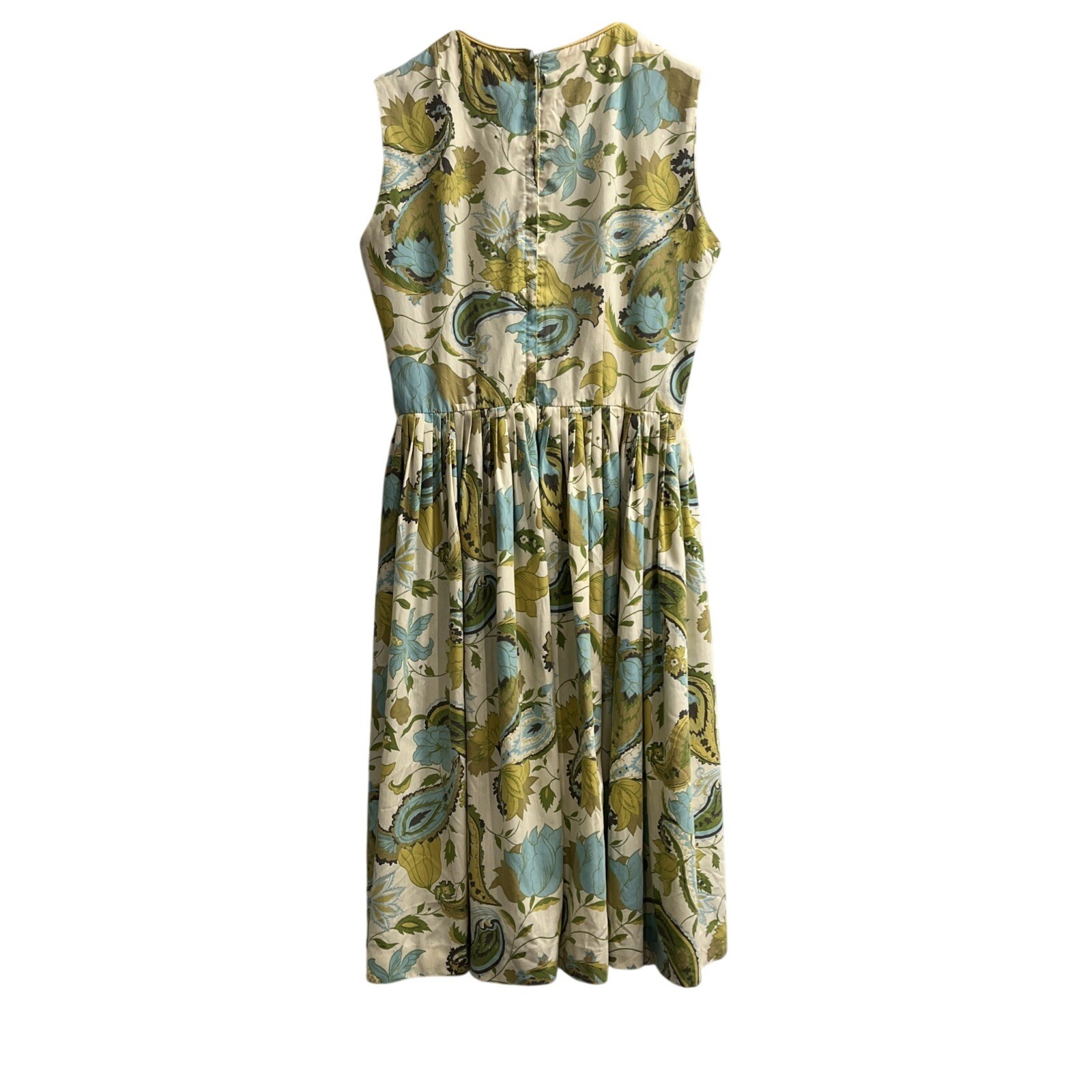 Vintage Handmade Dress Retro Blue Floral A Line Pleated Mod Twiggy Hostess