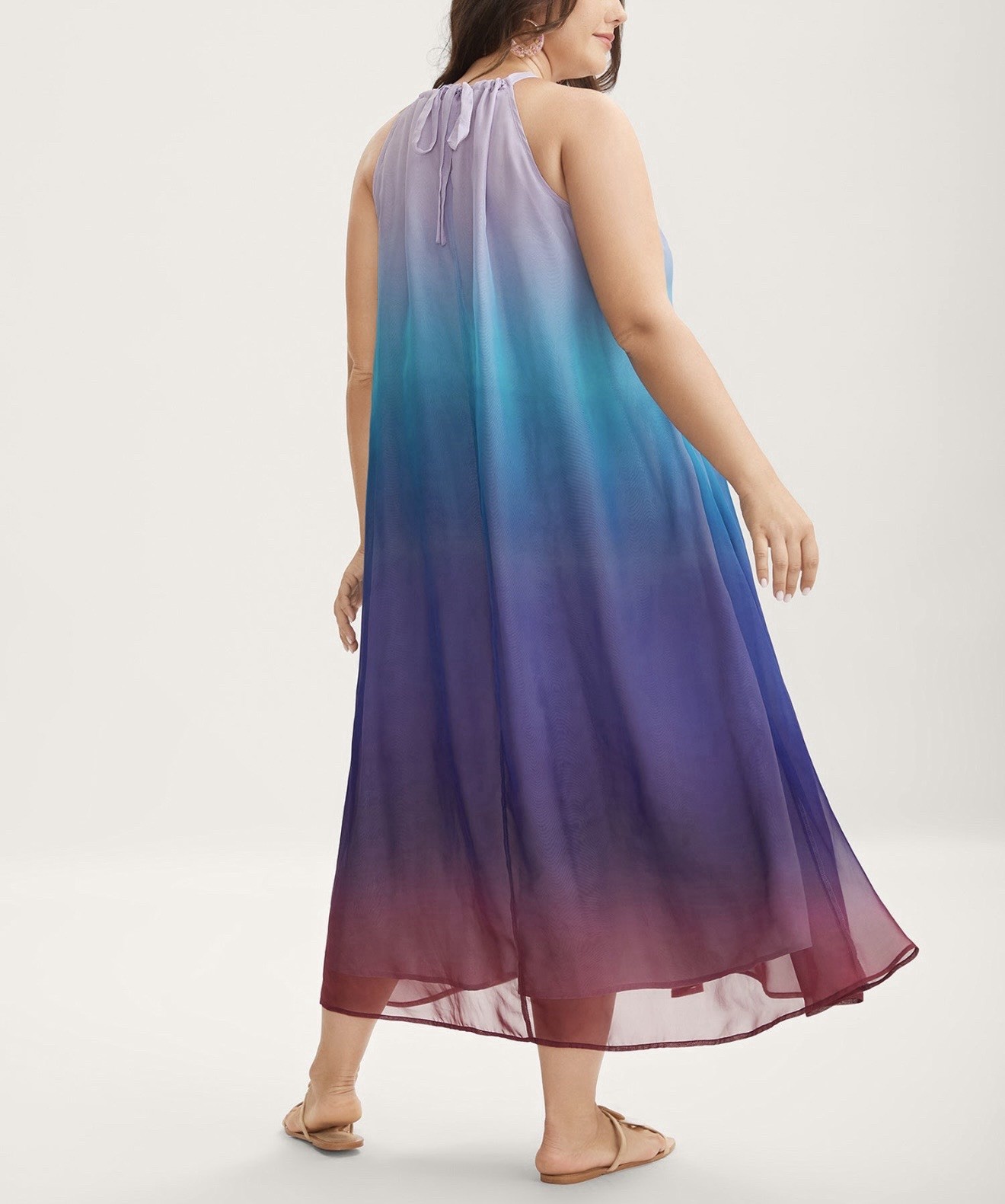 NWT 18-20/2X BloomChic Ombre Gradient Pockets Sheer Midi Dress