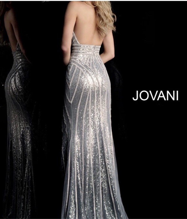 NEW JOVANI 62305 Elegant Silver Evening Gown