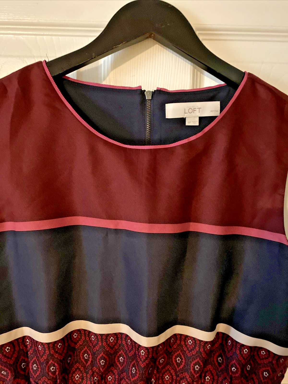 Ann Taylor Loft Sheath/Shift Sleeveless Dress 6 Petite Lined Geometric