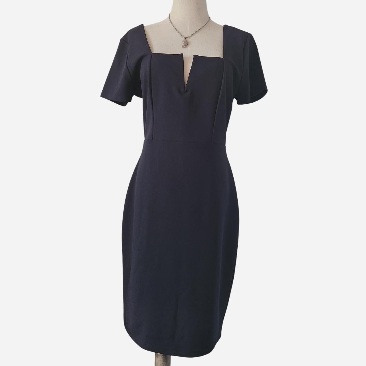 BRIGITTE BAILEY Black Short Sleeve Square Neck Sheath Dress. Size Large.