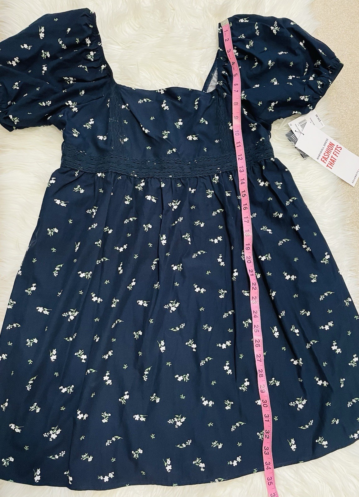 NWT Celebrity Pink Floral Blue Mini Dress Size Large Fully Lined NEW
