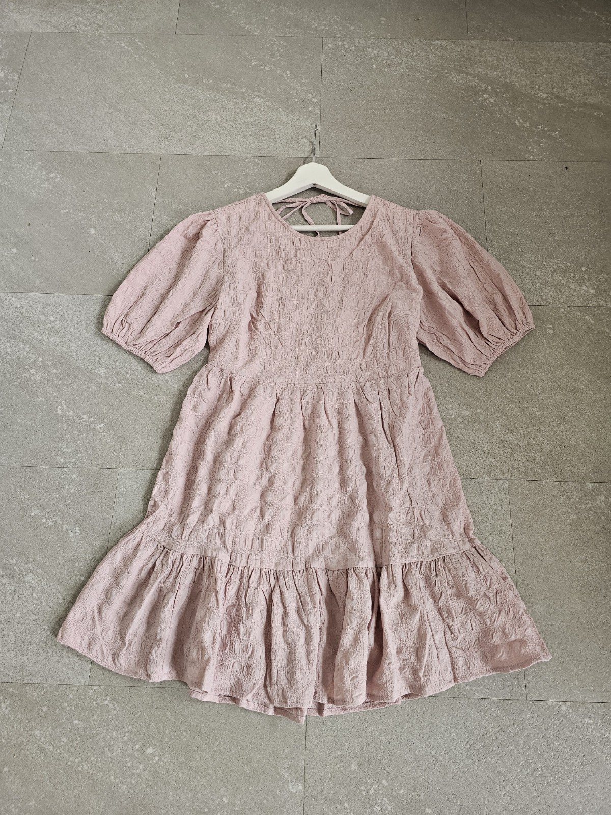 River Island,woman’s puff sleeve, mini back tie summer dress size 12 petite