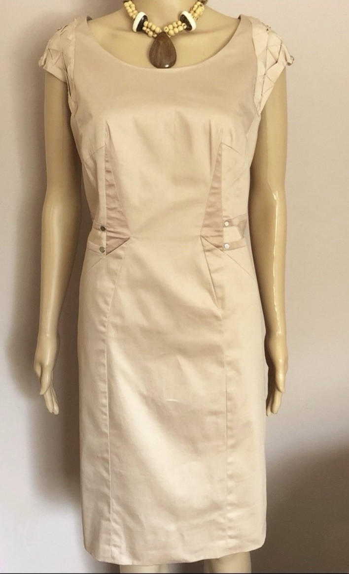 Cotton Colors Extra Studio Peach Rose Lined Shift Cap Sleeve Dress Sz M