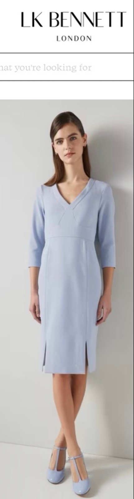 NWT LK Bennett Sky Blue Crepe Dress with Lenzing Ecovero Viscose, Size 4