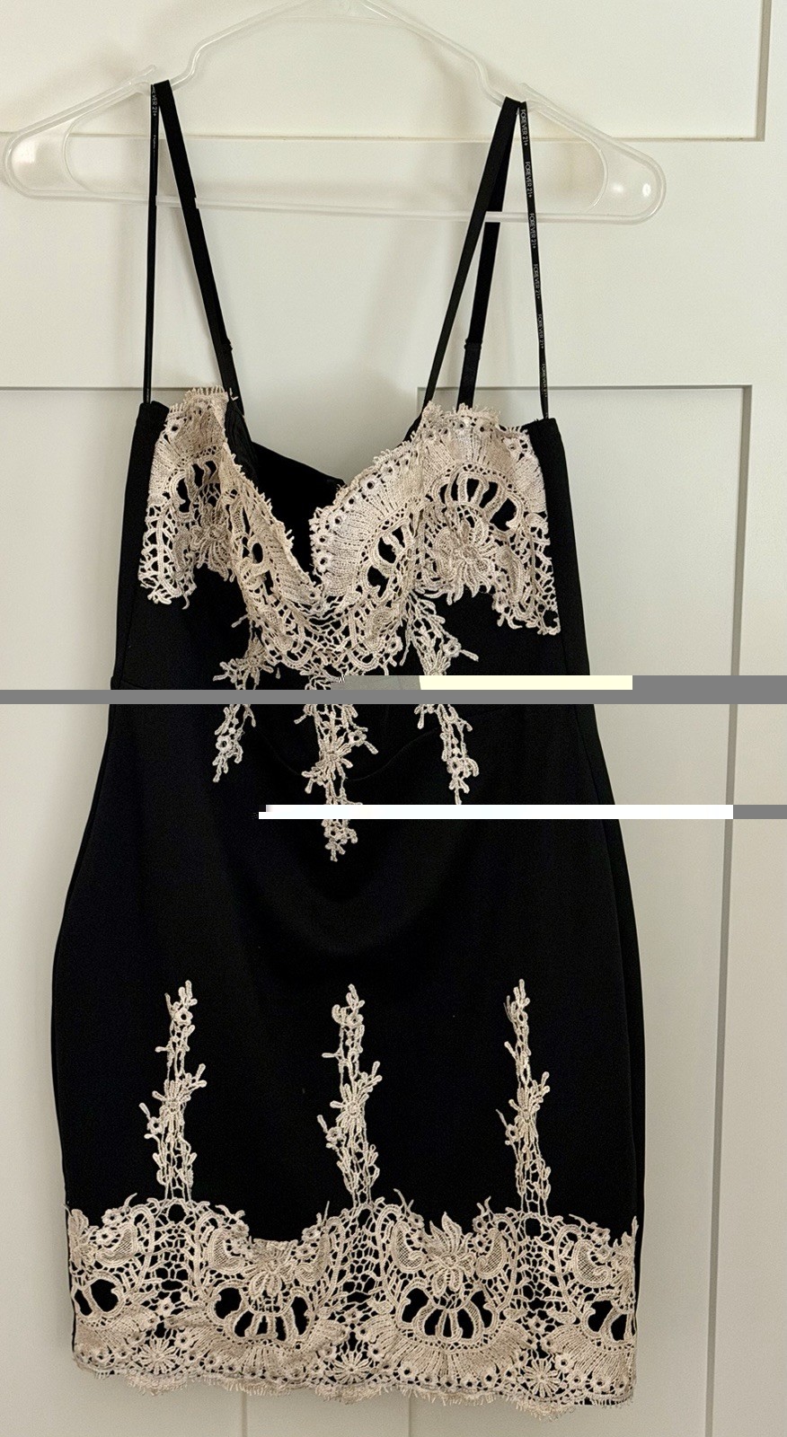 Forever 21+ Black/Nude Sweetheart Bodycon Dress 0X Strappy Lace Trim Zip