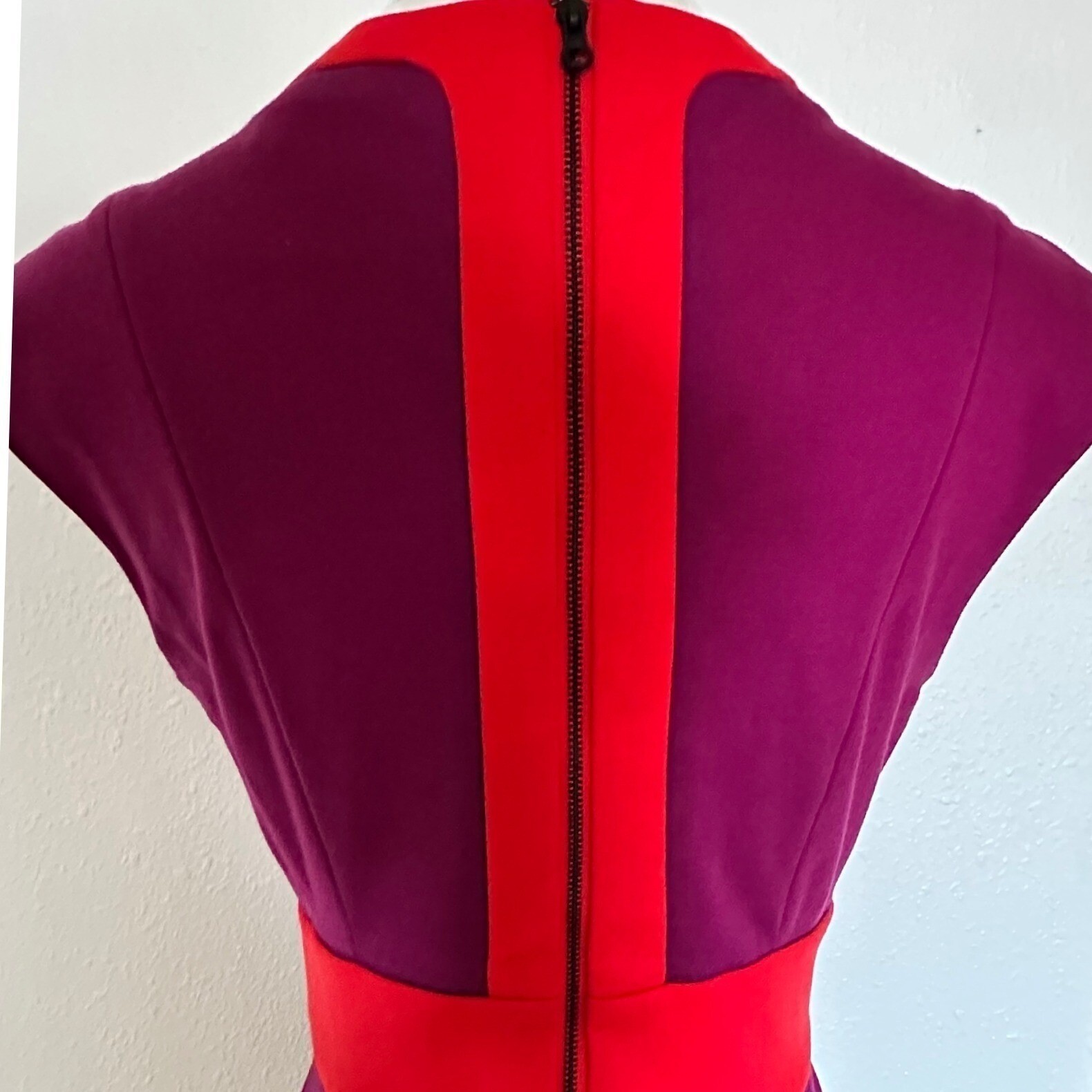 Narciso Rodriguez Purple Red Colorblock Cap Sleeve Pencil Dress Women’s Size XS