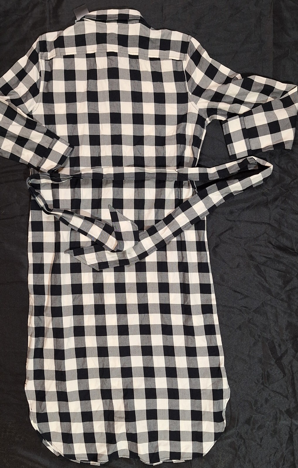 Ralph Lauren Women Black And White Plaid Flannel Dress Size 12 Side Pockets