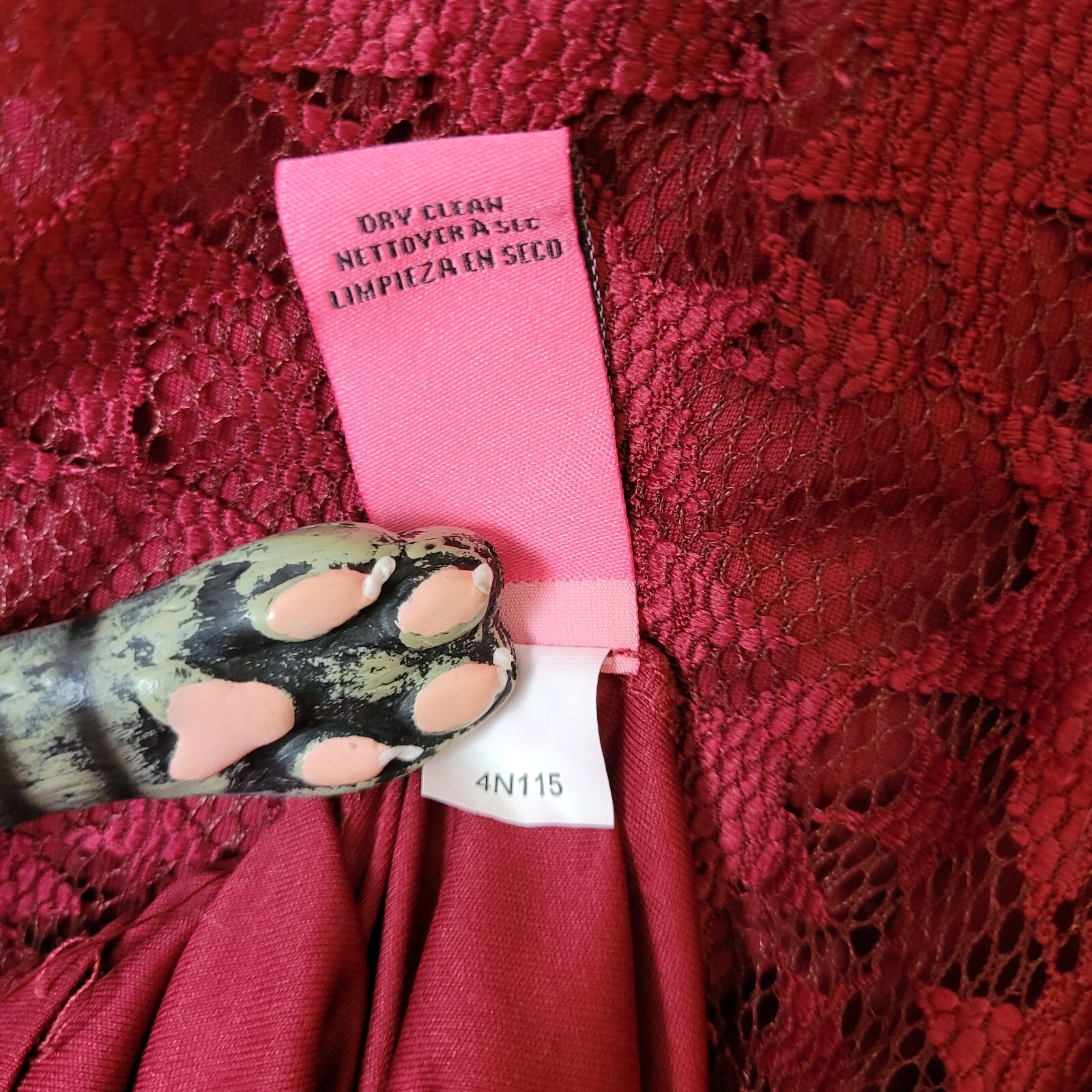 Betsey Johnson Mini Dress Womens 2 Star Lace Red Sheer Overlay sheer long sleeve