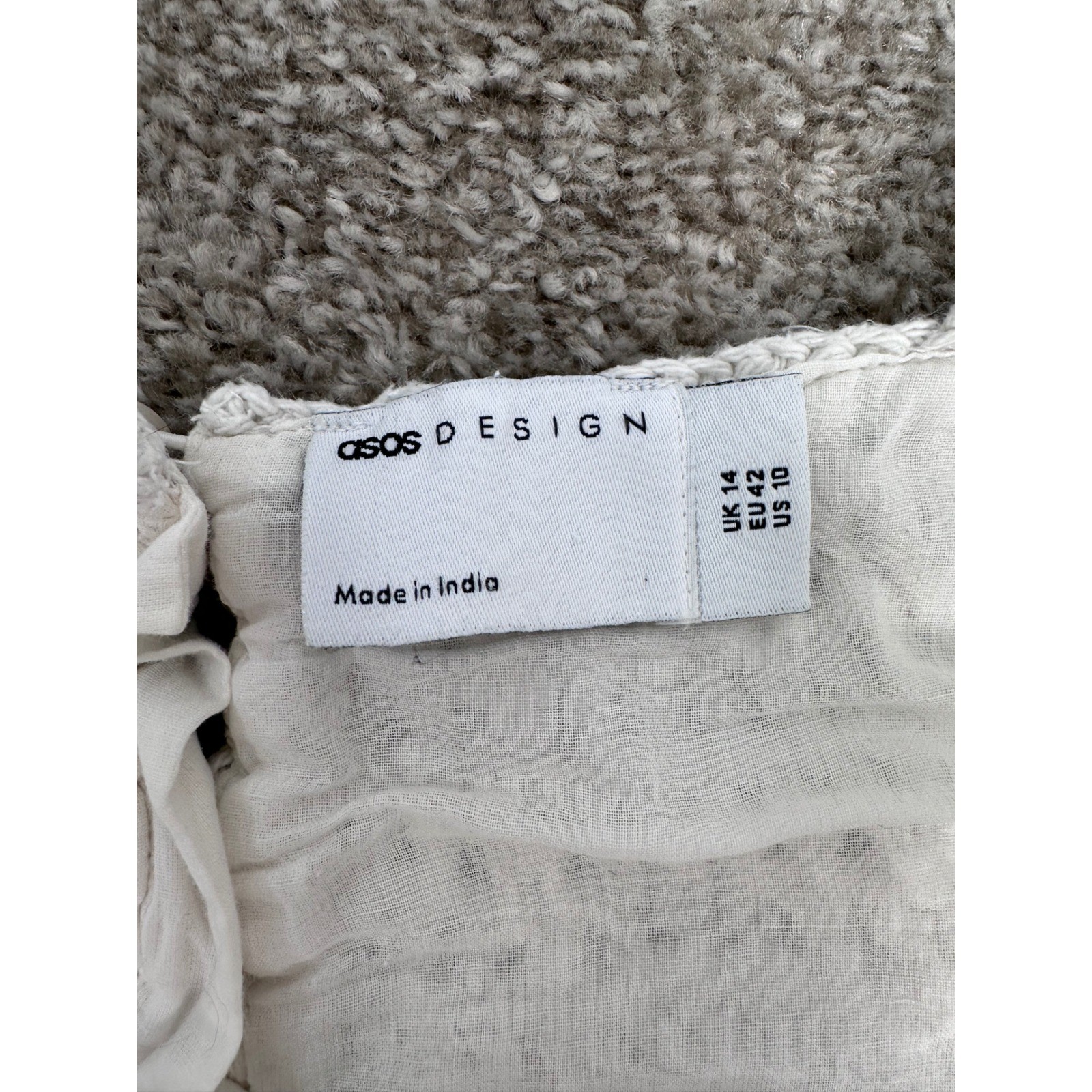 ASOS DESIGN Cream Crochet Broderie Anglaise Mini Dress Tiered Eyelet US 10