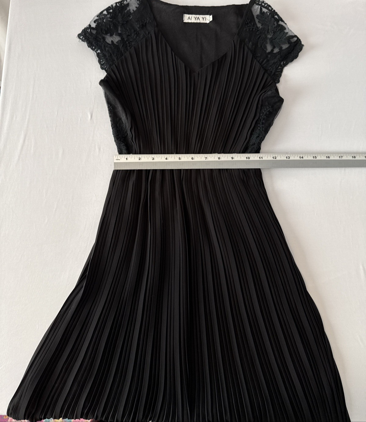 Whimsigoth Romantic Sheer Lace Pleated Dress M Boho Coquette Timeless Classic