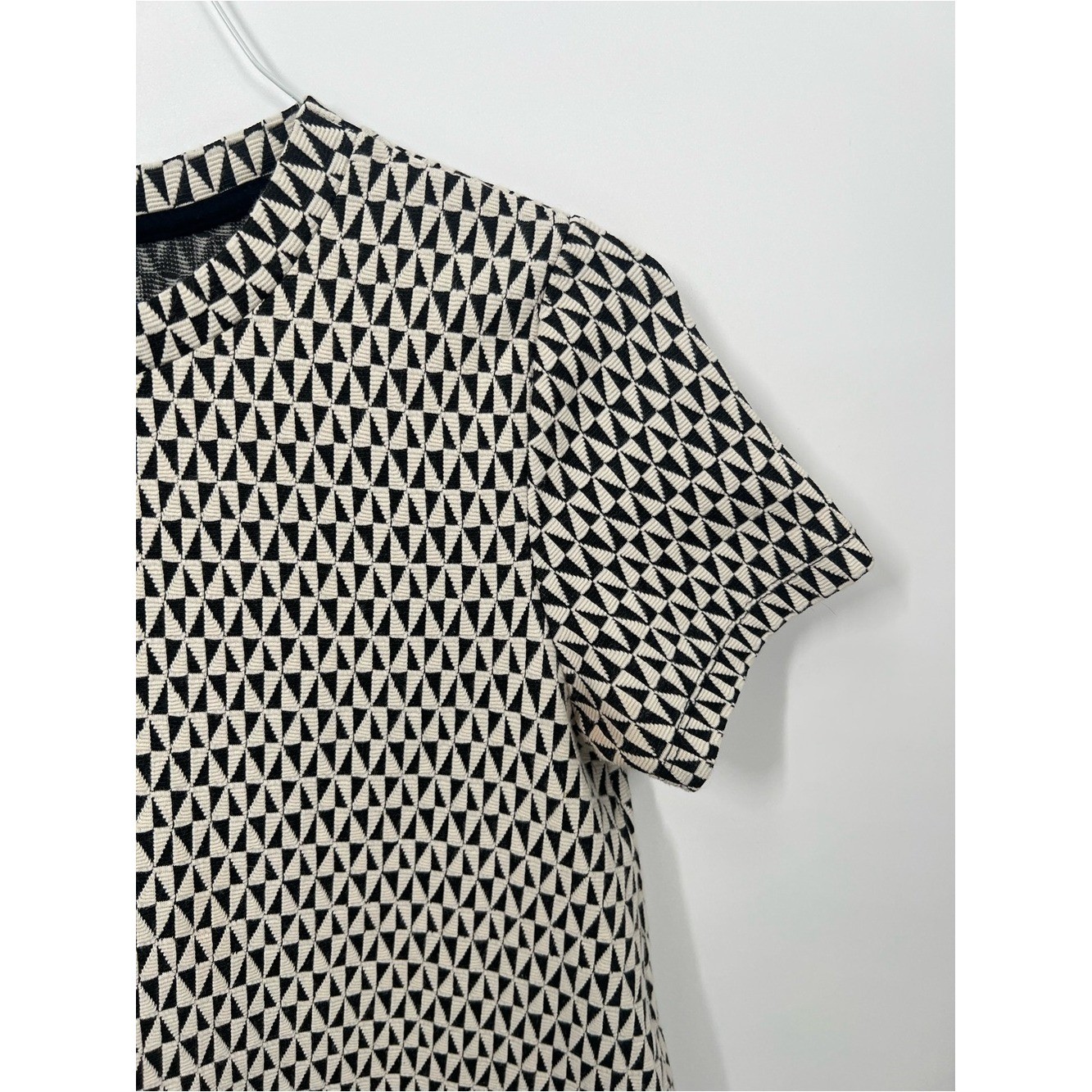 Zara Trafaluc Black & White Geometric Textured Mini Dress Size Large