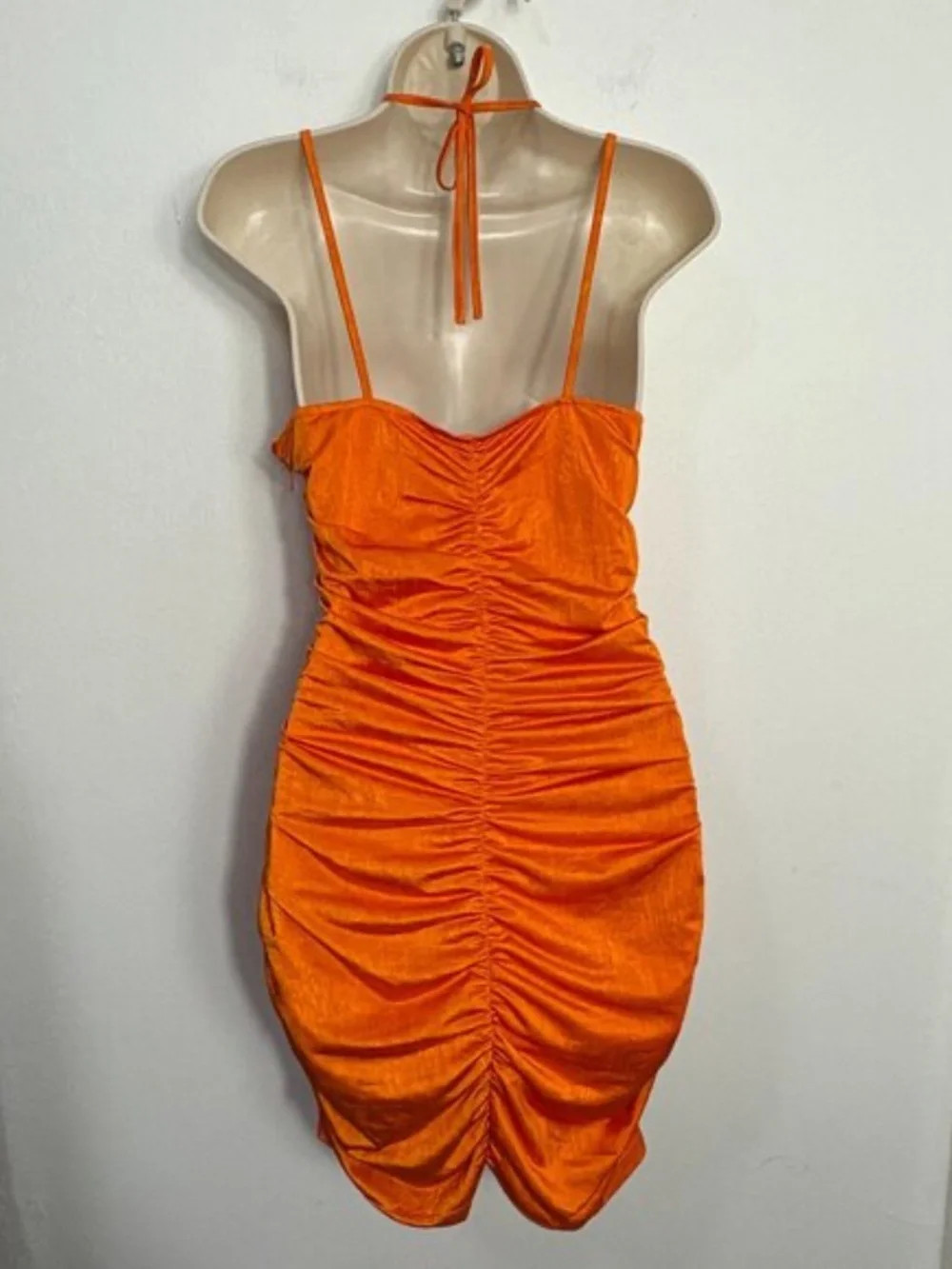 Superdown Ruched Mini Dress Orange Small Party Cocktail