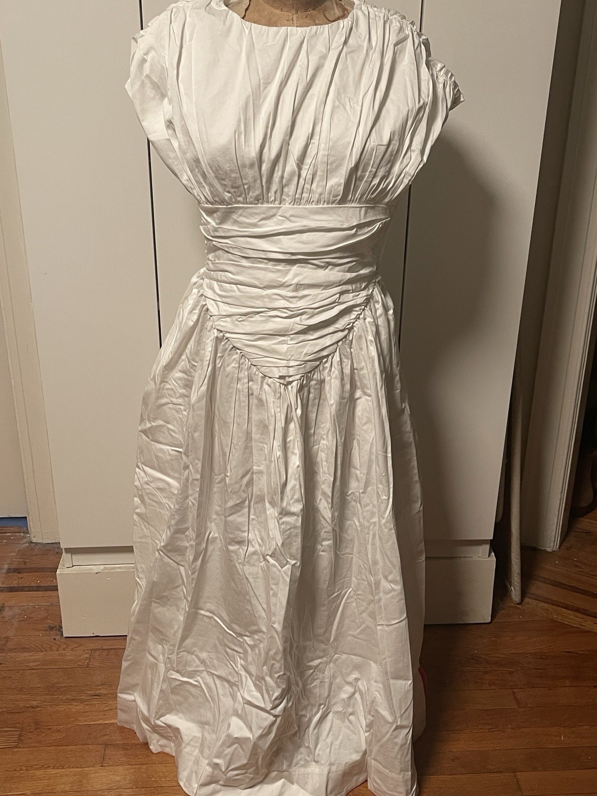 KAI COLLECTIVE DRESS. Adesuwa Ruched Cotton Long Dress – WHITE!