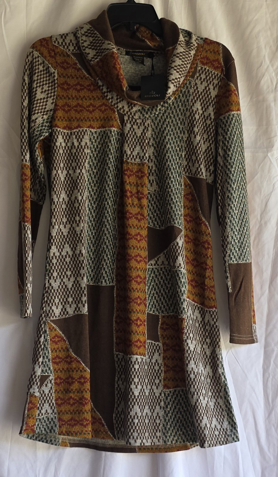 Radzoli NWT Women’s Knit Tunic Dress in Shades Brown/Orange/Green – Sz S