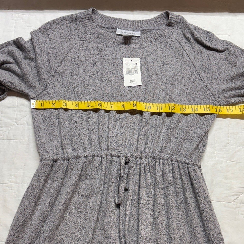 Motherhood Maternity NWT Gray Knit Drawstring Waist Long Sleeve Midi Dress