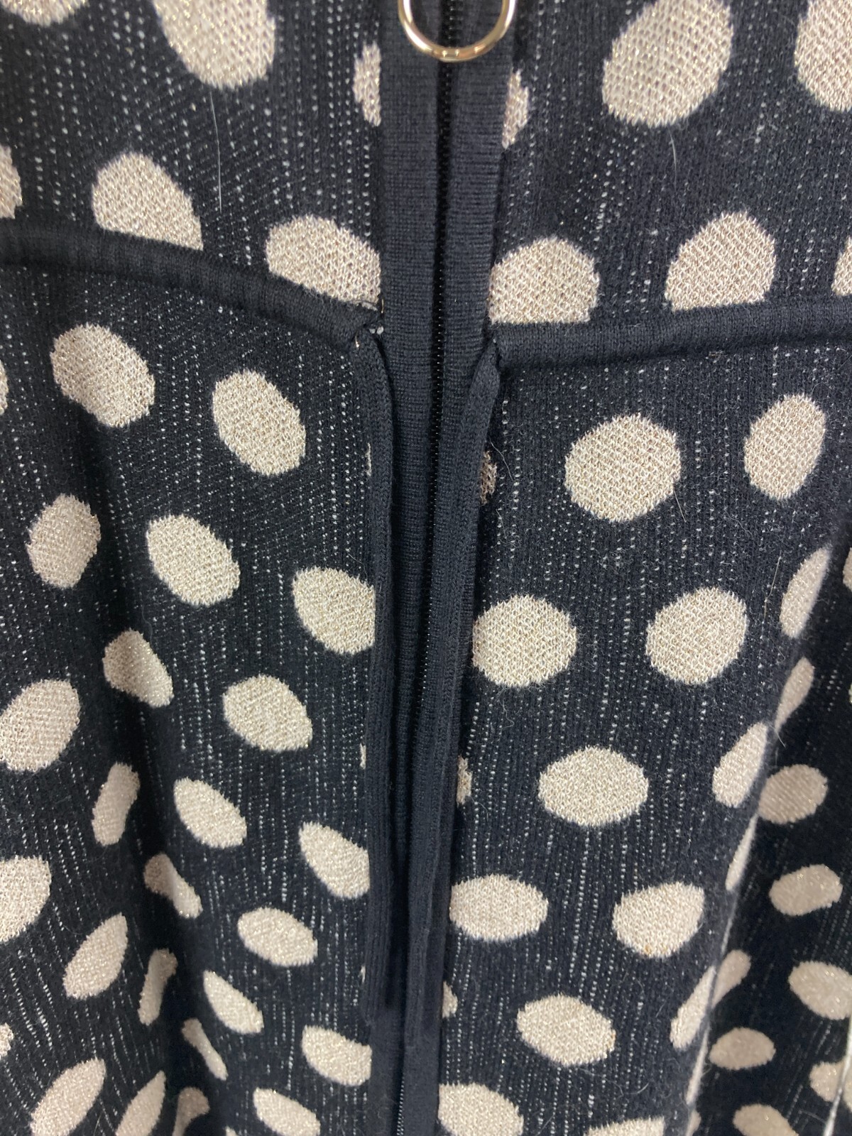 Kensie Girl Black & White Polka Dot Sweater Dress Zipper Long Sleeve Cute Size S