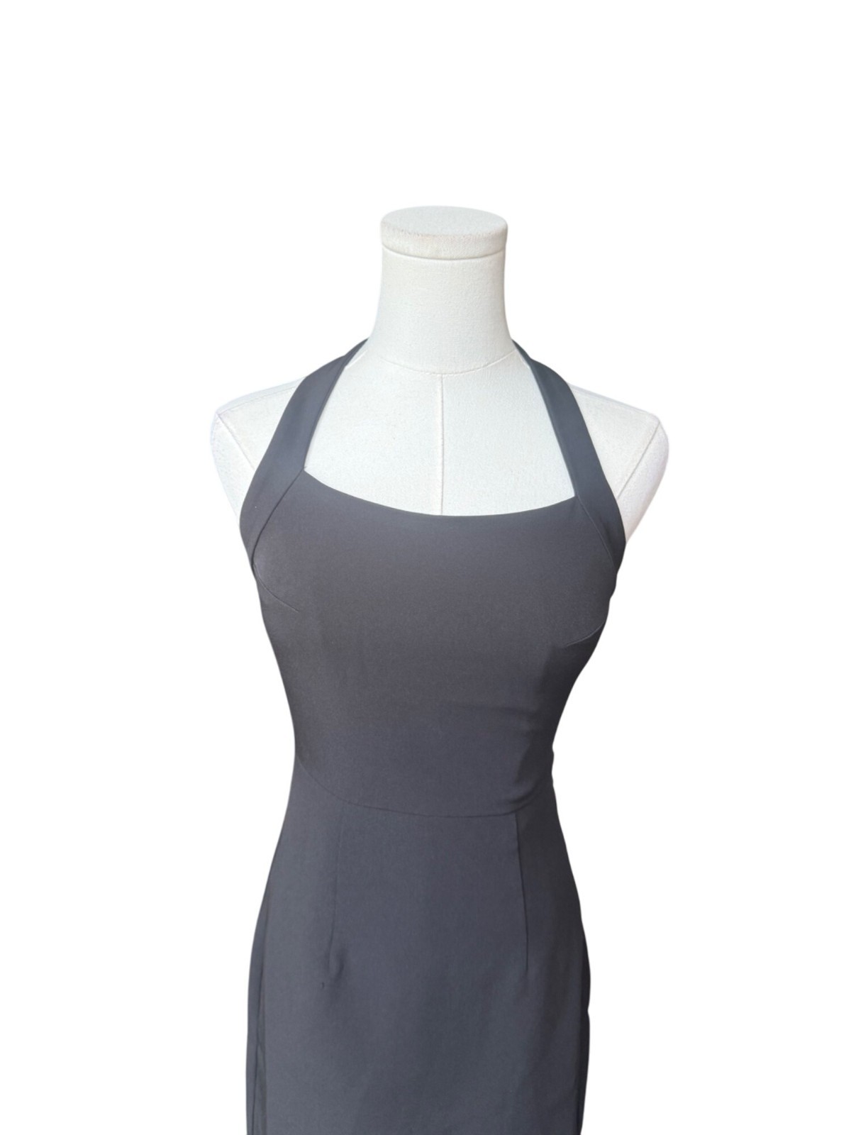 Commense Mixed Media Halter Midi Dress XS NWT Asymmetrical Sheer Dark Coquette