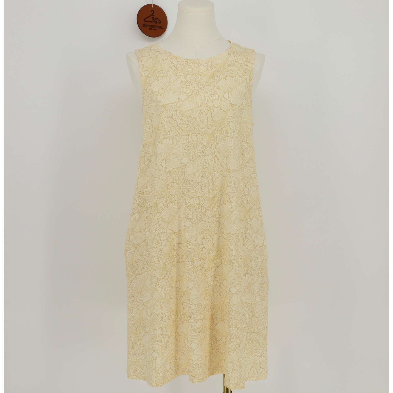 Palmwave Hawaii Yellow Monstera Leaf Print Sleeveless Shift Dress Size Large