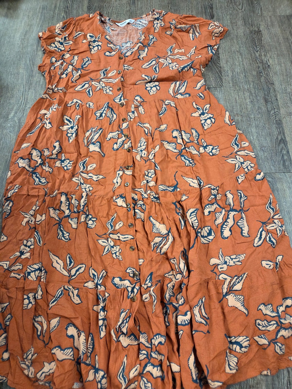 Sonoma Goods for Life Orange/Clay Salmon Teal Maxi Dress Plus Size XXL CapSleeve
