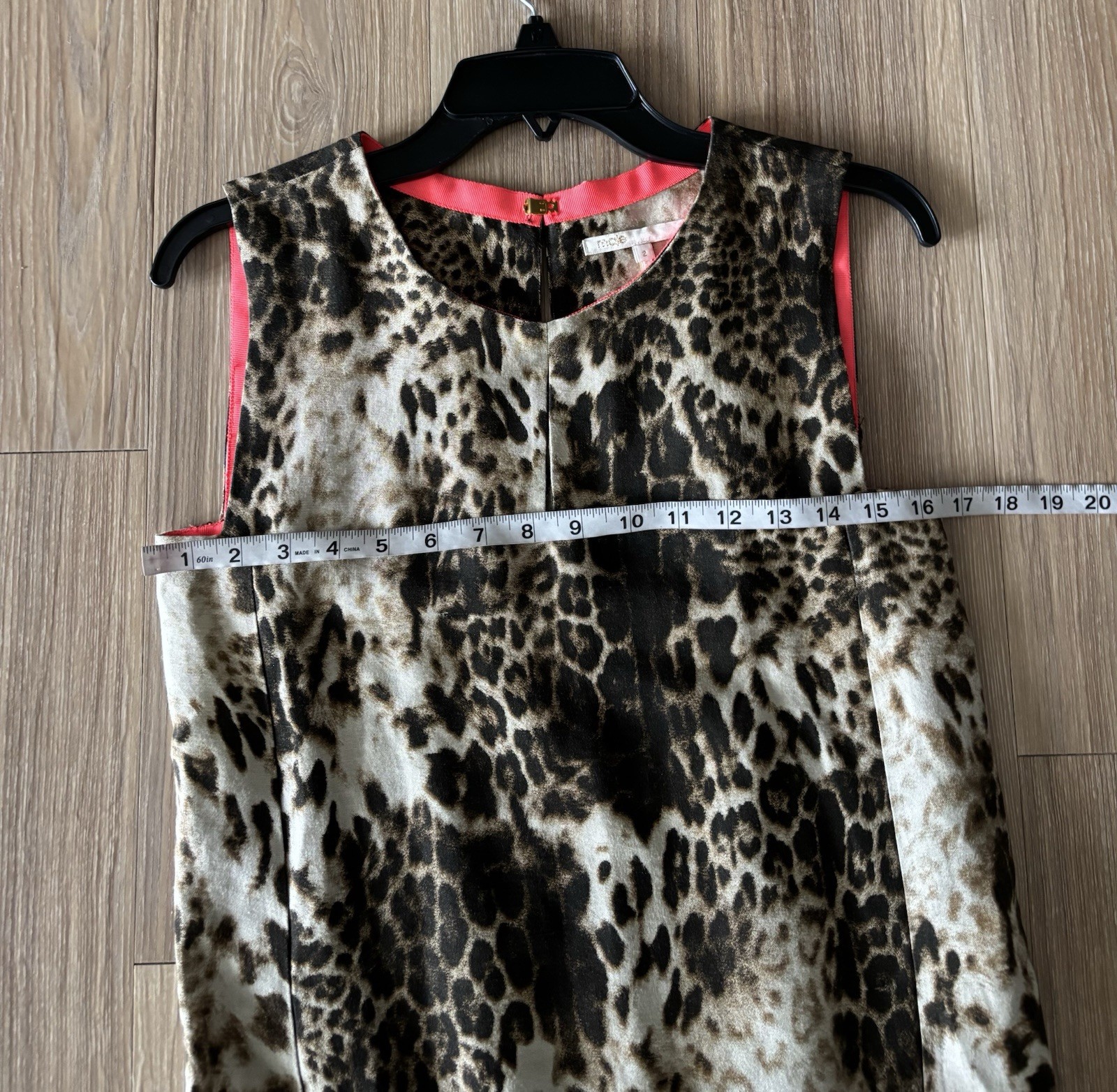 MAJE Leopard Print Mini Dress Linen Blend Shift Sleeveless Medium Retro Mob Wife