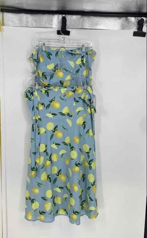 Juicy Couture Womens Blue Lemon Squeeze Print Fit & Flare Dress Size L Lot Of 2