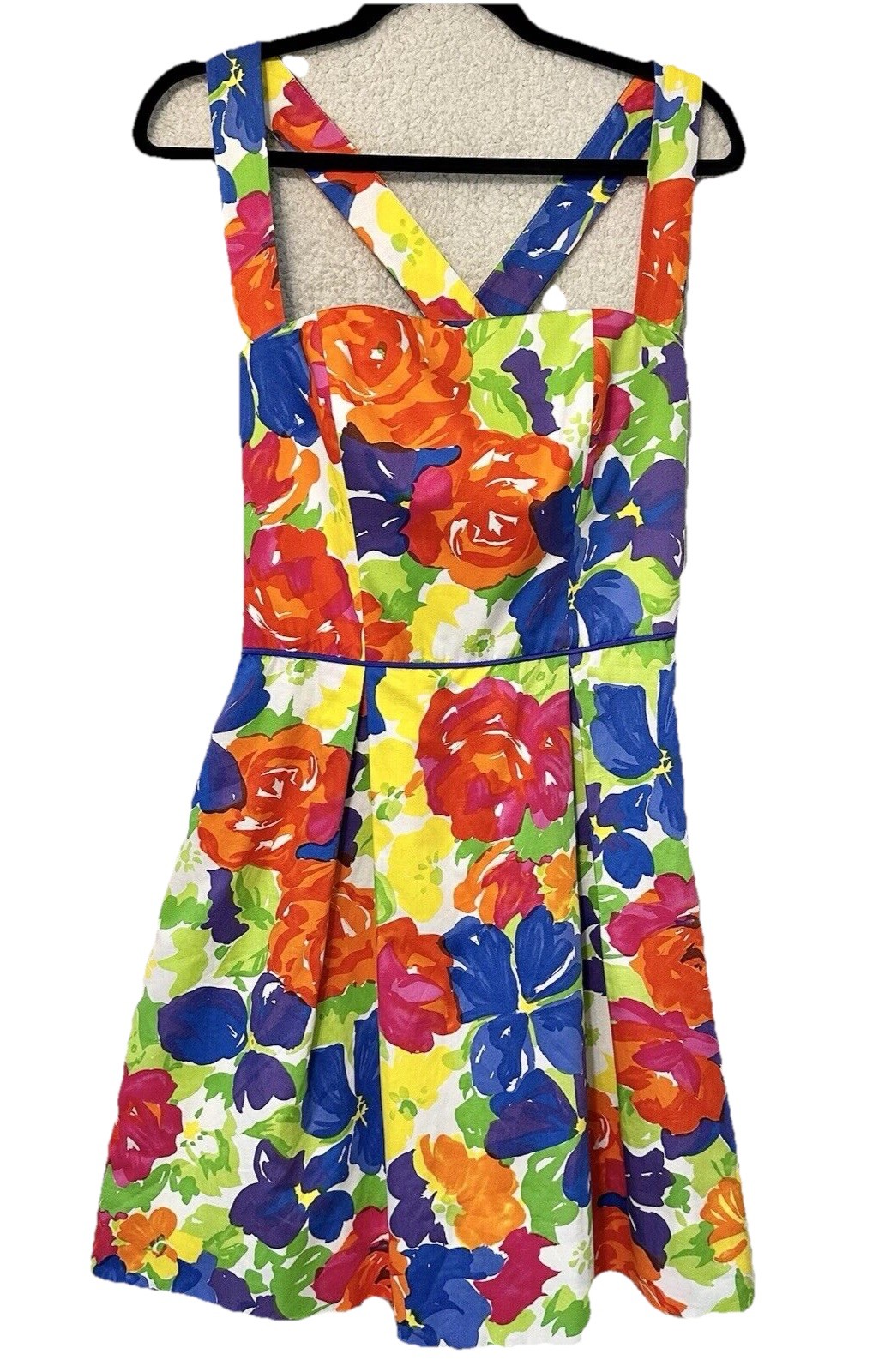 Tom and Linda Platt Custom Cocktail Party Floral Cross Back Dress Size Unknown