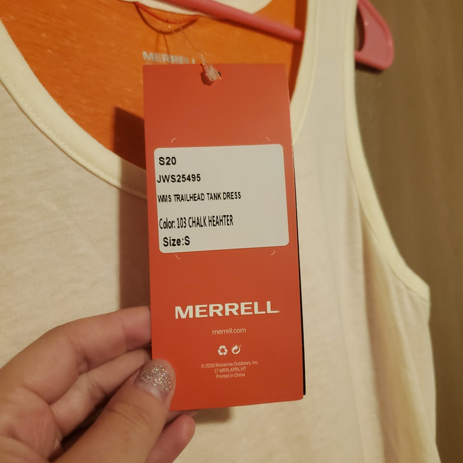 NWT Merrell Trailhead Tank Dress Size Small Orange Chalk Heather Orange Athletic