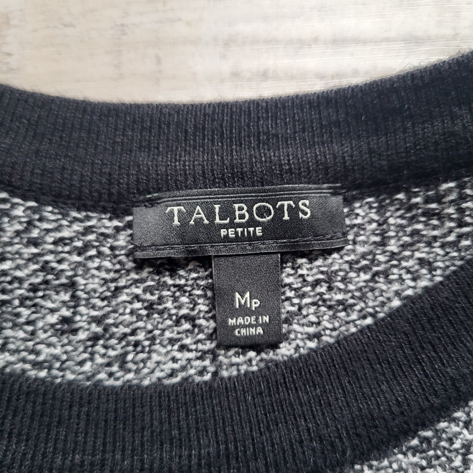 Talbots Sweater Dress Medium Petite Black Gray Colorblock Cashmere Blend Classic