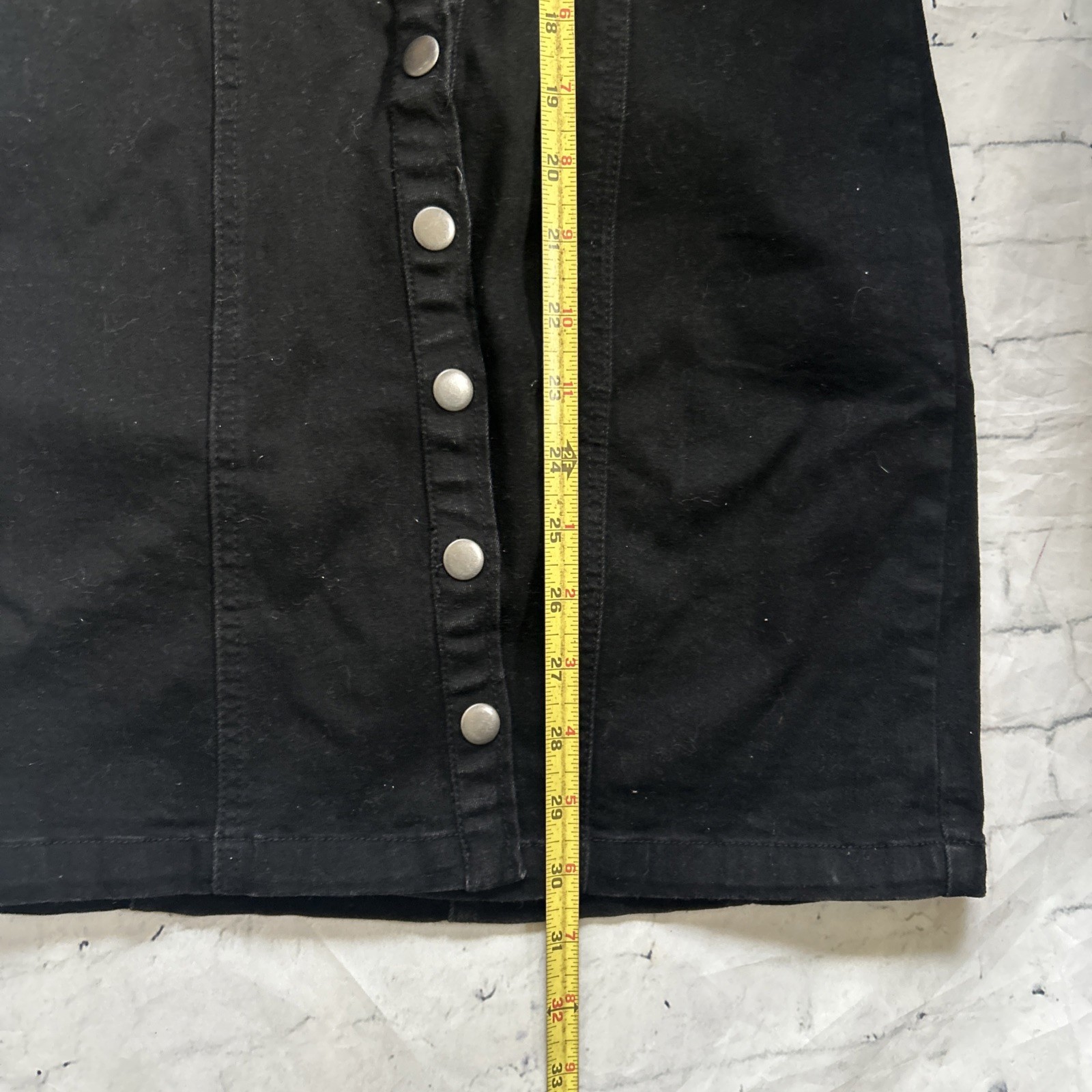 Forever 21 Black Denim Snap Button Up Mini Dress Size Medium