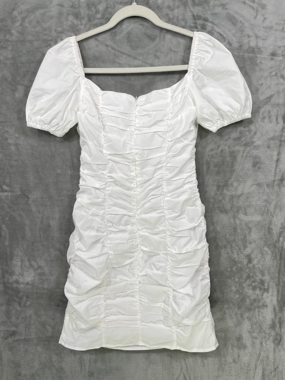 Revolve Superdown Size S White Rumor Ruched Puff Sleeves Mini Dress Cotton NWT