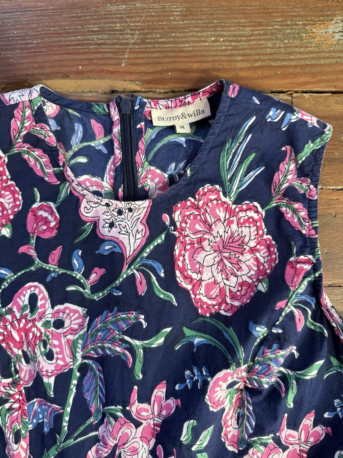 Fitzroy & Willa 100% Cotton Floral Fit and Flare Mini Dress ~ Size Medium 🧡🍄