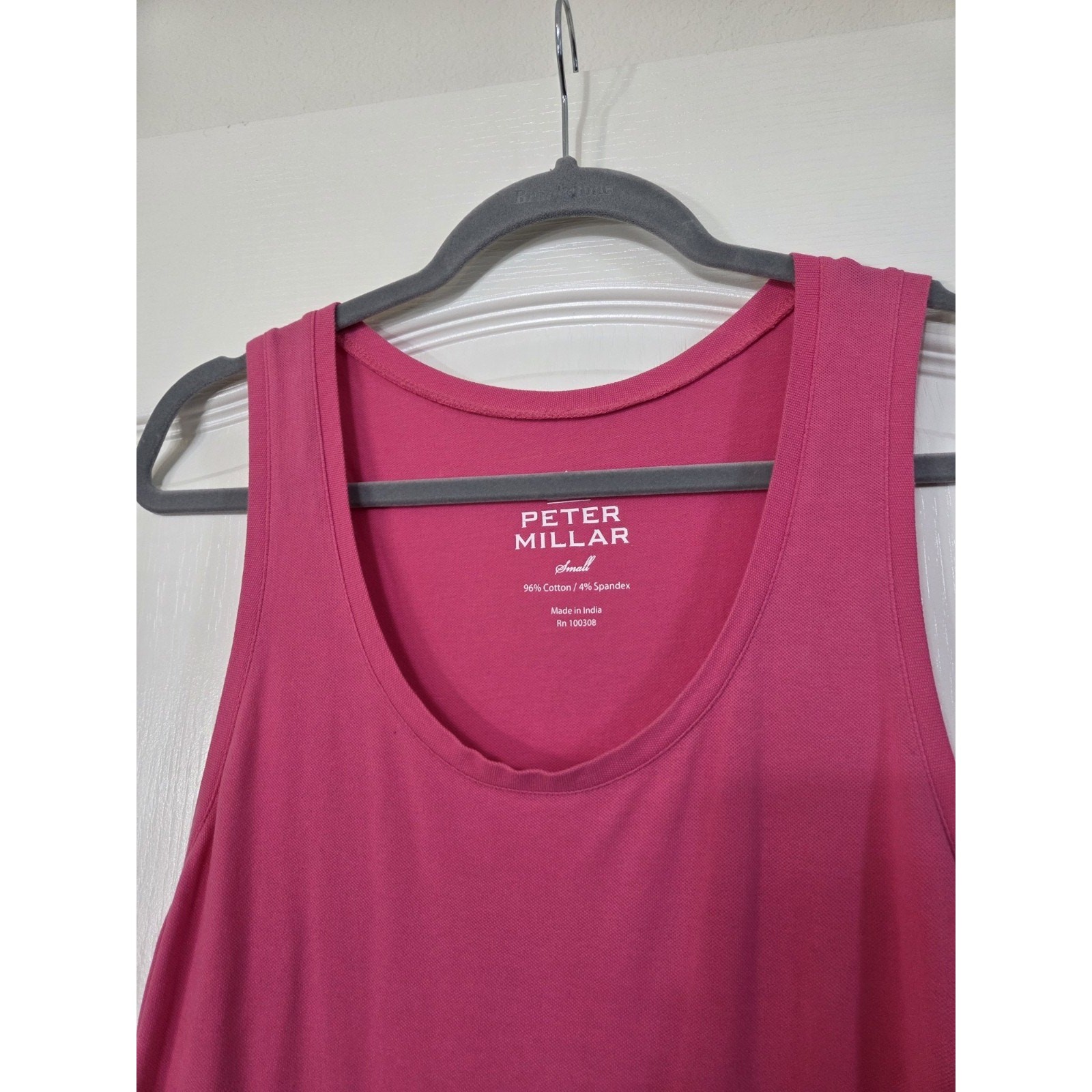 Peter Millar Bright Pink Stretchy Drawstring Waist Tank Midi Dress, Size Small