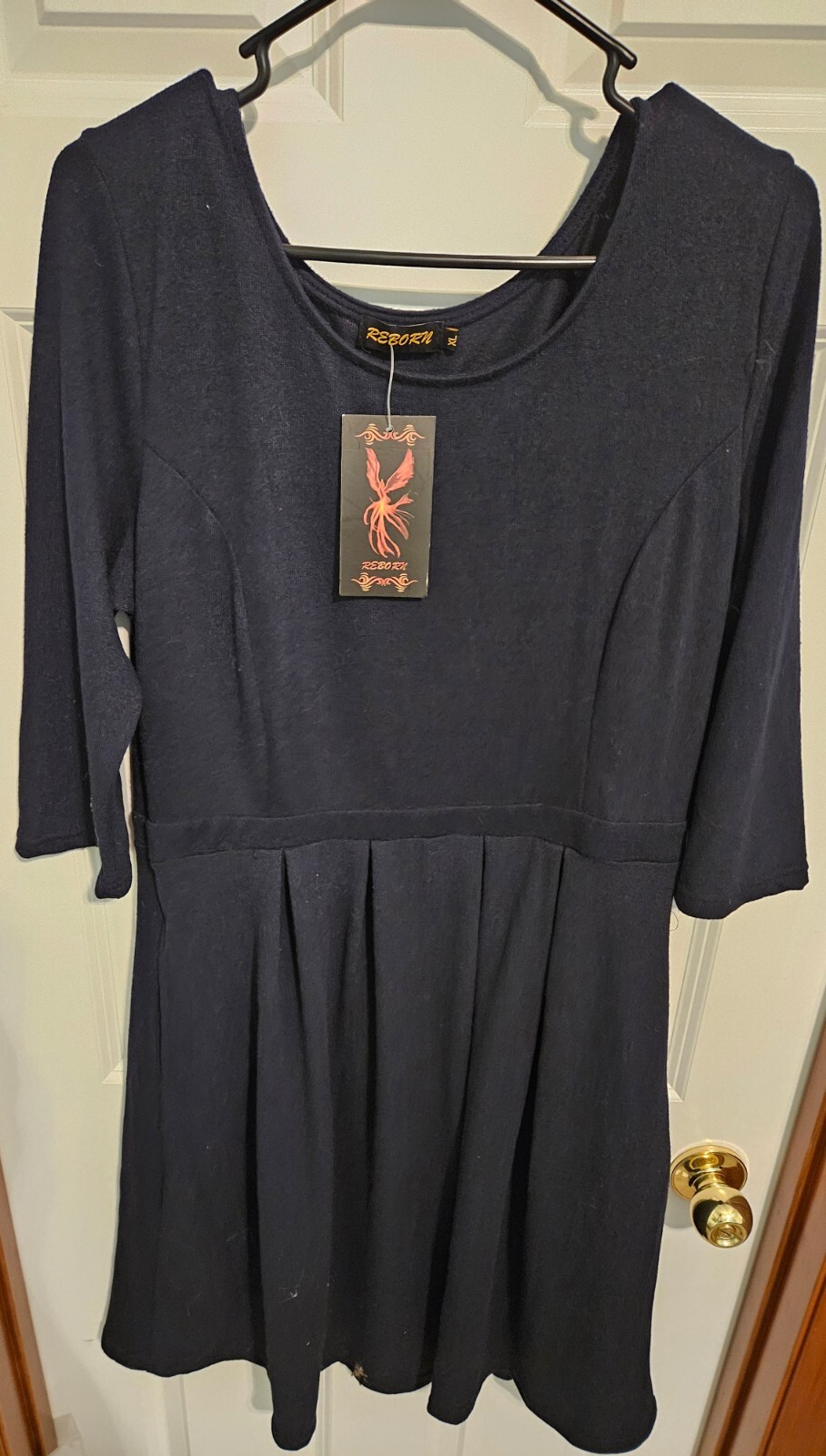 Reborn XL Navy NWT Women’s 2 Pockets Fall Winter Polyester Pleated Midi Dress