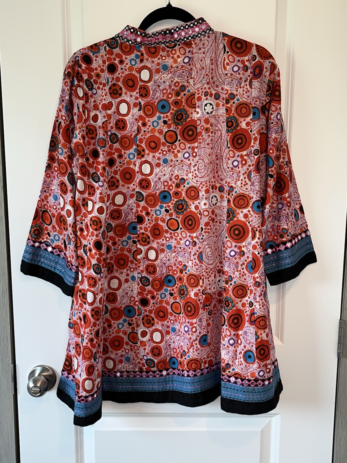 True Colours by La Moda Hindu Multi Color Shirt Dress Size S/M 100% Cotton KK105