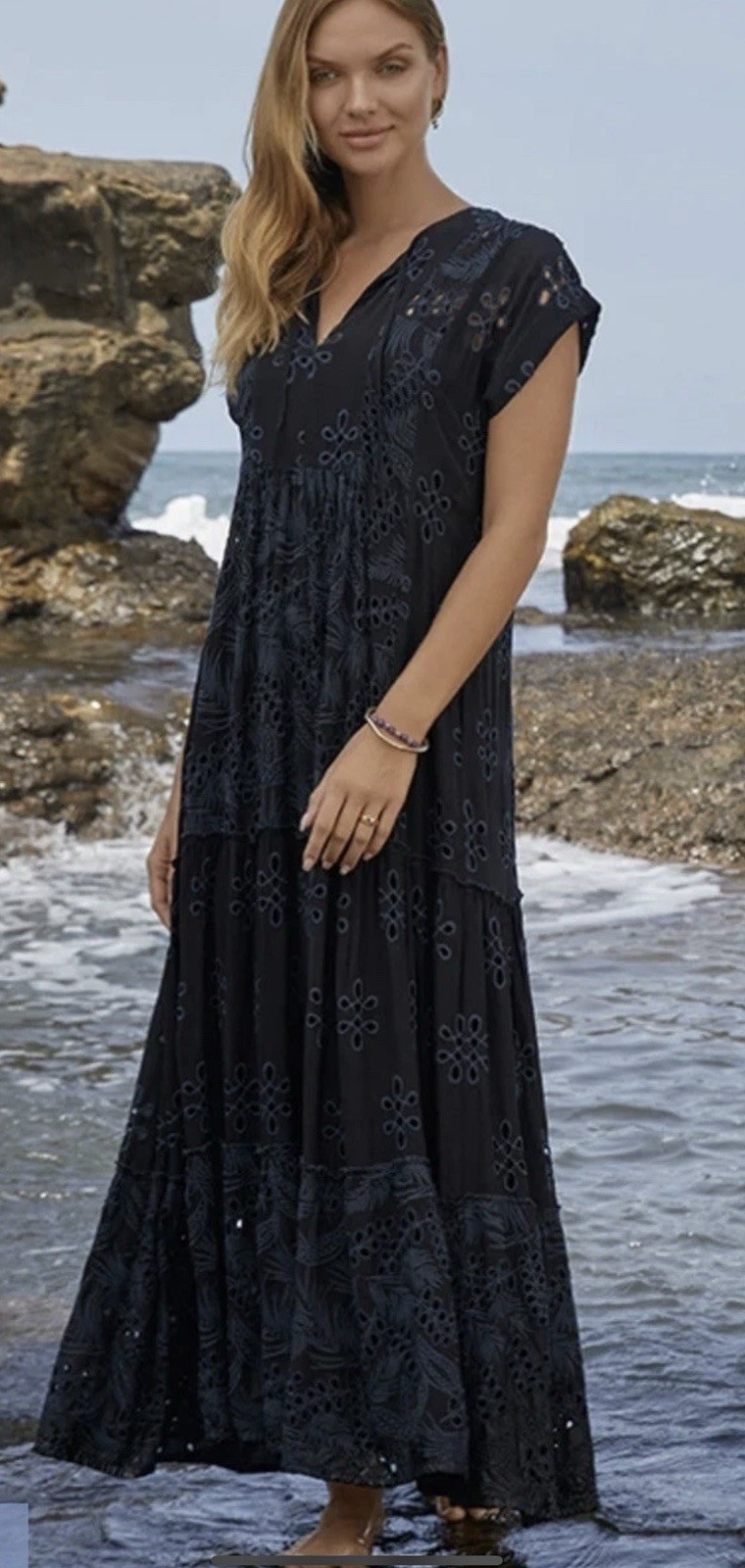 Cleo Aurelia Dress Johnny Was Size Large Boho Black